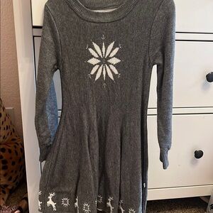 Gray Knit Dress with Snowflake Design